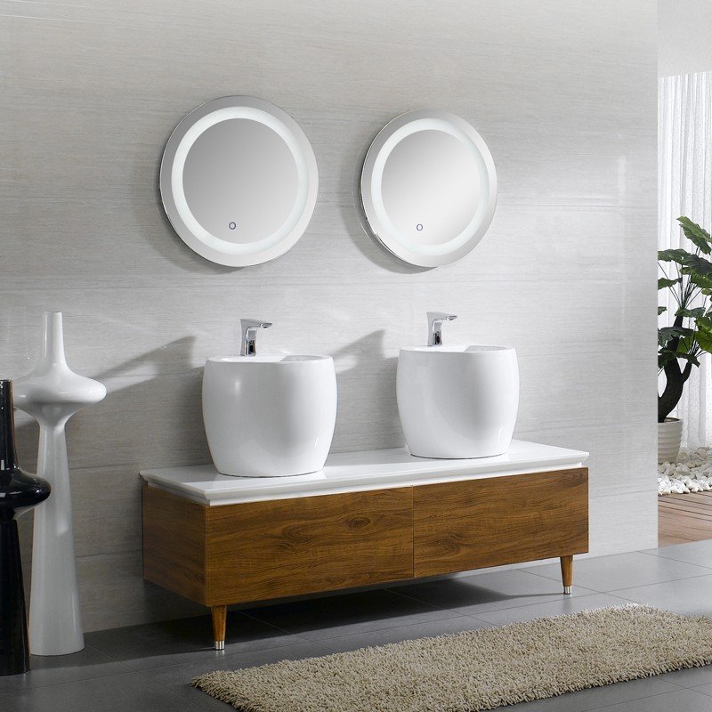 Walnut & White Free Standing Bathroom Deo Series
